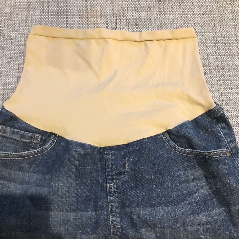 Small Maternity Denim Mini Skirt Indigo Blue - Picture 4 of 5